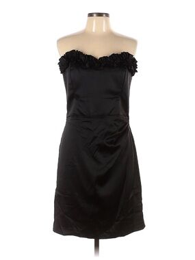 White House Black Market Black Strapless Ruffle-Trim Dress